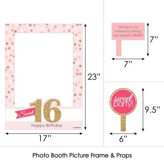 Big Dot of Happiness Sweet 16 - Birthday Party Selfie Photo Booth Picture Frame and Props - Printed on Sturdy Material {6}