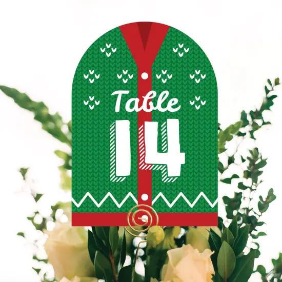 Big Dot of Happiness Ugly Sweater - Holiday and Christmas Party Double-Sided 5 x 7 inches Cards - Table Numbers - 1-20 {6}