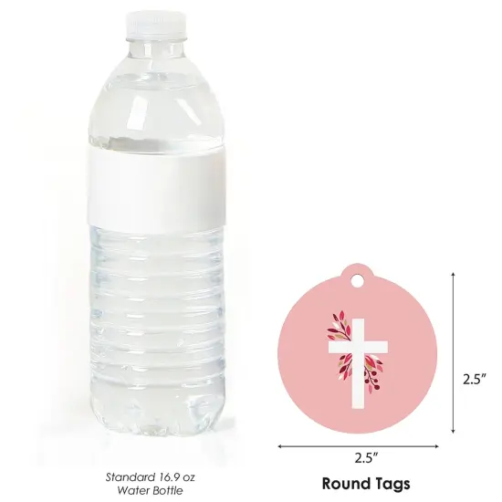 Big Dot of Happiness Pink Elegant Cross - Girl Religious Party Favor Gift Tags (Set of 20) {4}