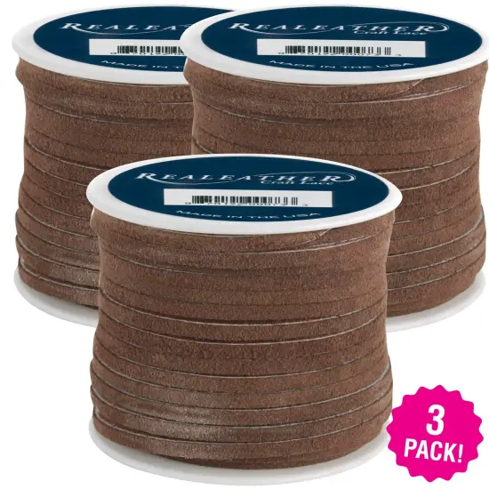 Multipack of 3 - Realeather Crafts Suede Lace .125"X25yd Spool-Cafe {1}
