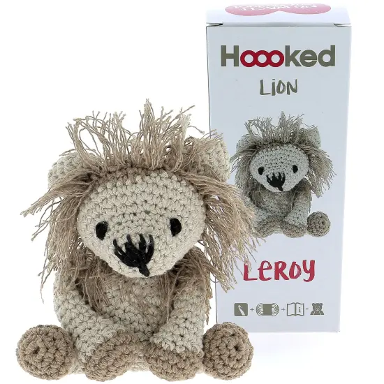 Multipack of 2 - Hoooked Lion Leroy Yarn Kit W/Eco Barbante Yarn-Beige & Taupe {3}