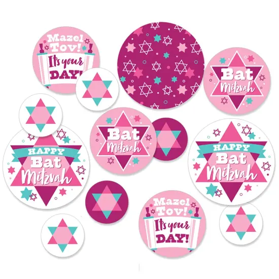 Big Dot of Happiness Pink Bat Mitzvah - Girl Party Giant Circle Confetti - Party Decorations - Large Confetti 27 Count {1}