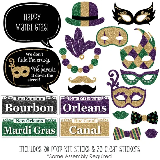 Big Dot of Happiness Mardi Gras - Masquerade Party Photo Booth Props Kit - 20 Count {3}