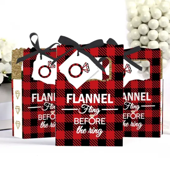 Big Dot of Happiness Flannel Fling Before the Ring - Buffalo Plaid Bachelorette Party Favor Boxes - Set of 12 {4}
