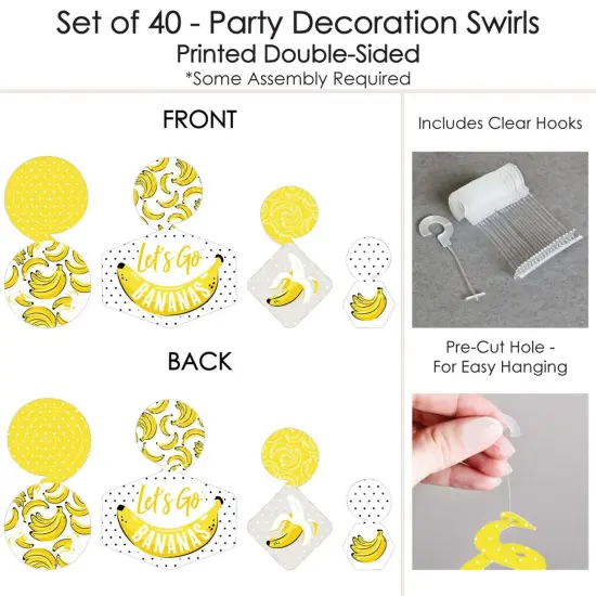 Big Dot of Happiness Let's Go Bananas - Tropical Party Hanging Decor - Party Decoration Swirls - Set of 40 {7}