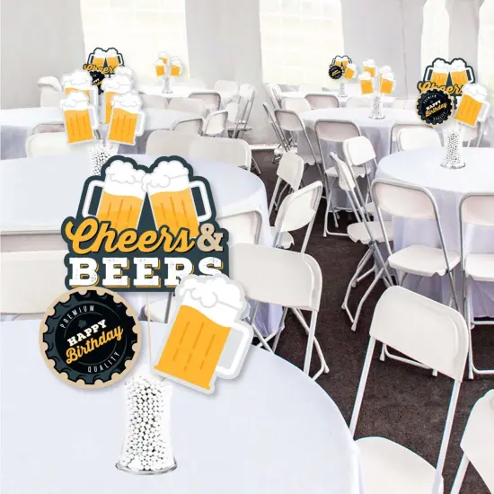 Big Dot of Happiness Cheers and Beers Happy Birthday - Birthday Party Centerpiece Sticks - Showstopper Table Toppers - 35 Pieces {3}