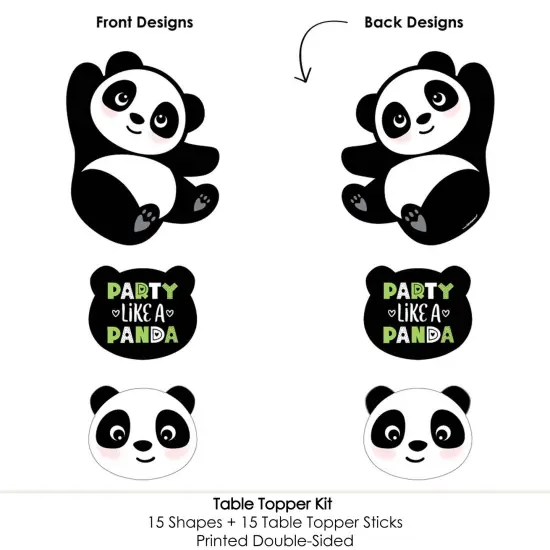 Big Dot of Happiness Party Like a Panda Bear - Baby Shower or Birthday Party Centerpiece Sticks - Table Toppers - Set of 15 {6}