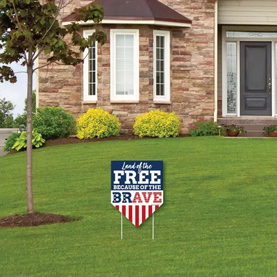 Big Dot of Happiness Happy Veterans Day - Outdoor Lawn Sign - Patriotic Yard Sign - Land of the Free - 1 Piece {4}