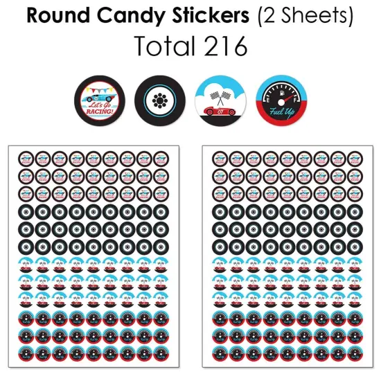 Big Dot of Happiness Let's Go Racing - Racecar Birthday Party or Baby Shower Candy Favor Sticker Kit - 304 Pieces {6}
