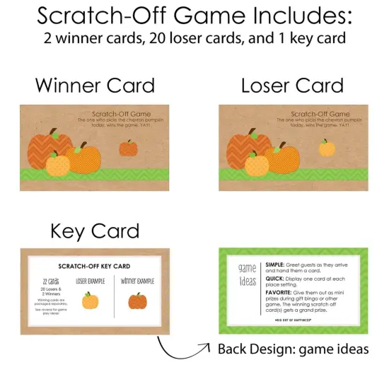 Big Dot of Happiness Pumpkin Patch - Fall, Halloween or Thanksgiving Party Game Scratch Off Cards - 22 Count {6}