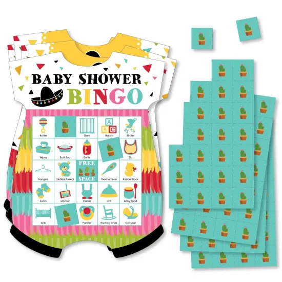Big Dot of Happiness Let's Fiesta - Picture Bingo Cards and Markers - Baby Shower Shaped Bingo Game - Set of 18 {1}