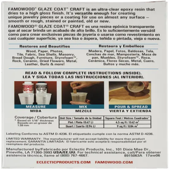 Famowood Glaze Coat High Gloss Craft Resin Kit-Clear Pint {3}