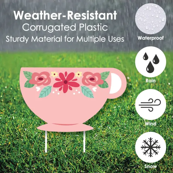 Big Dot of Happiness Floral Let's Par-Tea - Tea Pot and Tea Cup Lawn Decorations - Outdoor Garden Tea Party Yard Decorations - 10 Piece {6}
