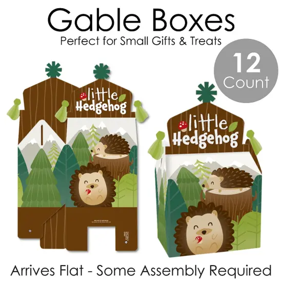 Big Dot of Happiness Forest Hedgehogs - Treat Box Party Favors - Woodland Birthday Party or Baby Shower Goodie Gable Boxes - Set of 12 {7}