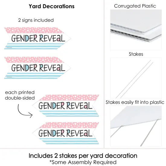 Big Dot of Happiness Baby Gender Reveal - Team Boy or Girl Party Sign Arrow - Double Sided Directional Yard Signs - Set of 2 {6}