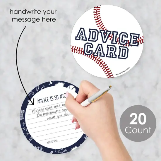 Big Dot of Happiness Batter Up - Baseball - Wish Card Baby Shower Activities - Shaped Advice Cards Game - Set of 20 {3}