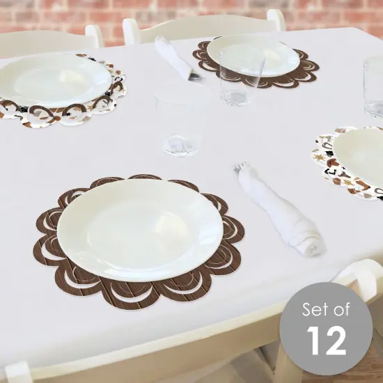 Big Dot of Happiness Western Hoedown - Wild West Cowboy Party Round Table Decorations - Paper Chargers - Place Setting For 12 {3}