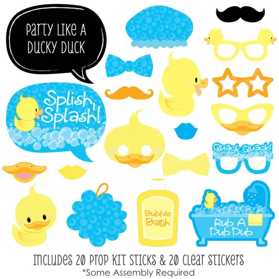 Big Dot of Happiness Ducky Duck - Baby Shower or Birthday Party Photo Booth Props Kit - 20 Count {3}
