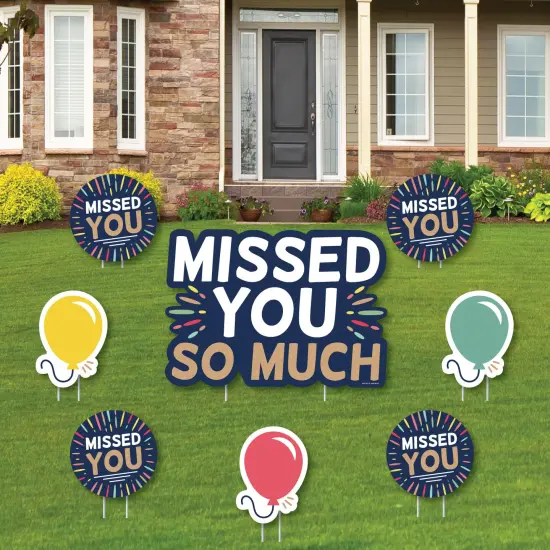 Big Dot of Happiness Miss You - Yard Sign and Outdoor Lawn Decorations - Welcome Back Yard Signs - Set of 8 {1}