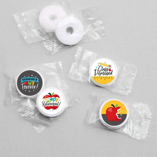 Big Dot of Happiness Teacher Retirement - Happy Retirement Party Round Candy Sticker Favors - Labels Fits Chocolate Candy (1 sheet of 108) {4}