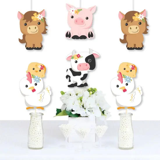 Big Dot of Happiness Girl Farm Animals - Decorations DIY Pink Barnyard Baby Shower or Birthday Party Essentials - Set of 20 {1}