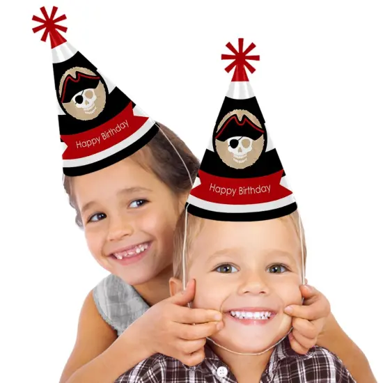 Big Dot of Happiness Beware of Pirates - Cone Pirate Happy Birthday Party Hats for Kids and Adults - Set of 8 (Standard Size) {3}