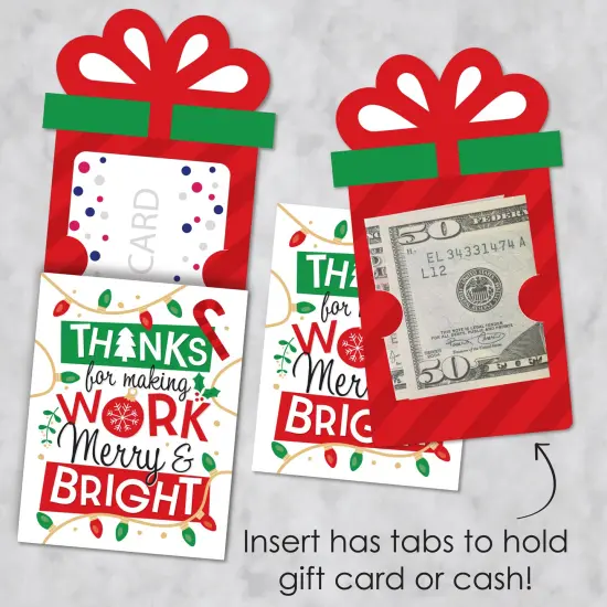Big Dot of Happiness Co-Worker Appreciation - Christmas Thank You Employee Staff Money and Gift Card Sleeves - Nifty Gifty Card Holders - Set of 8 {4}