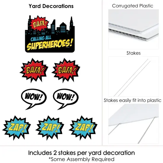 Big Dot of Happiness Bam Superhero - Yard Sign and Outdoor Lawn Decorations - Baby Shower or Birthday Party Yard Signs - Set of 8 {6}