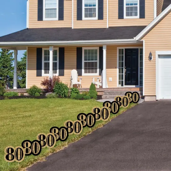 Big Dot of Happiness Adult 80th Birthday - Gold Lawn Decorations - Outdoor Birthday Party Yard Decorations - 10 Piece {4}