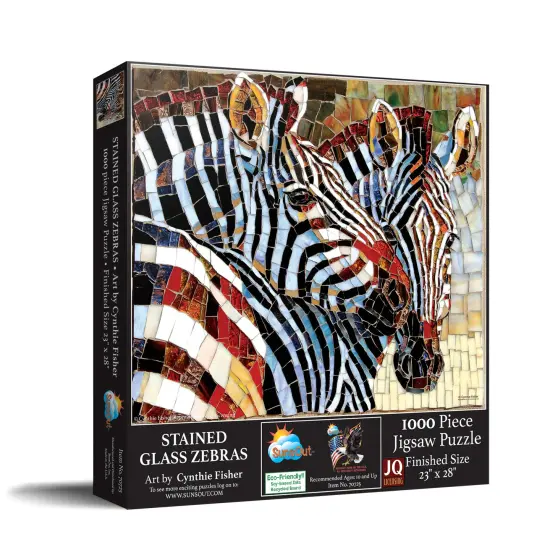 Sunsout Stained Glass Zebras 1000 pc Jigsaw Puzzle 70725 {3}