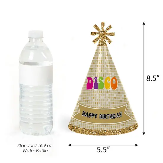 Big Dot of Happiness 70's Disco - Cone Happy Birthday Party Hats for Kids and Adults - Set of 8 (Standard Size) {4}