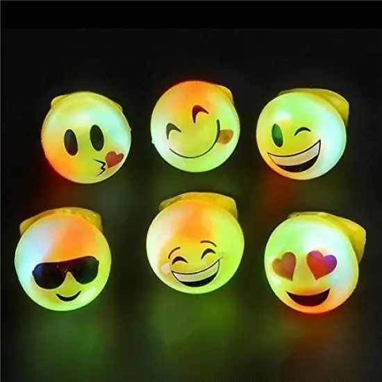 Pack of 24 Flashing Panda Jelly Emoticon LED Light-UP Flashing Rings - 6 Styles, Multi-Color Lights {1}