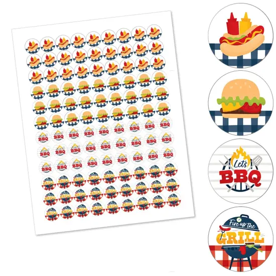 Big Dot of Happiness Fire Up the Grill - Summer BBQ Picnic Party Round Candy Sticker Favors - Labels Fits Chocolate Candy (1 sheet of 108) {3}