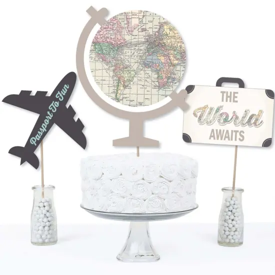 Big Dot of Happiness World Awaits - Travel Themed Party Centerpiece Sticks - Table Toppers - Set of 15 {4}