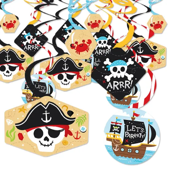 Big Dot of Happiness Pirate Ship Adventures - Skull Birthday Party Hanging Decor - Party Decoration Swirls - Set of 40 {1}