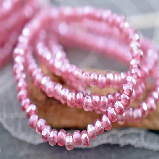 *50* 2x3mm Fuschia Crystal Luster Faceted Micro Spacer Beads {1}