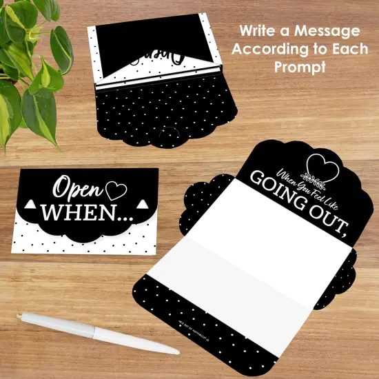 Big Dot of Happiness Black and White Wedding - Date Night Cards for Couples Gift Box Kit - Open When Letters - Set of 8 {3}