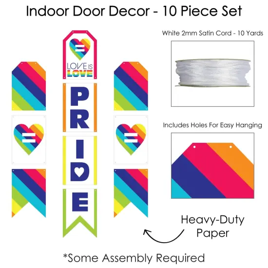 Big Dot of Happiness Love is Love - Pride - Hanging Vertical Paper Door Banners - Rainbow Party Wall Decoration Kit - Indoor Door Decor {6}