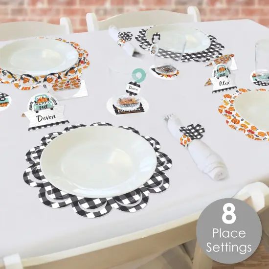 Big Dot of Happiness Happy Fall Truck - Harvest Pumpkin Party Paper Charger and Table Decorations - Chargerific Kit - Place Setting for 8 {3}
