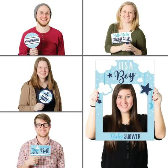 Big Dot of Happiness It's a Boy - Blue Baby Shower Selfie Photo Booth Picture Frame and Props - Printed on Sturdy Material {3}