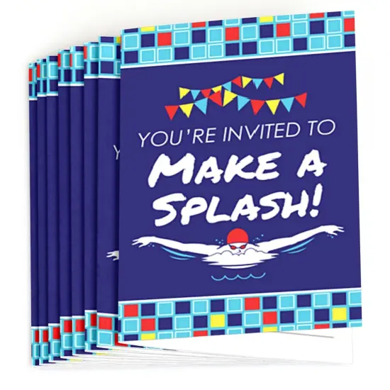 Big Dot of Happiness Making Waves - Swim Team - Fill In Swimming Party or Birthday Party Invitations (8 count) {3}