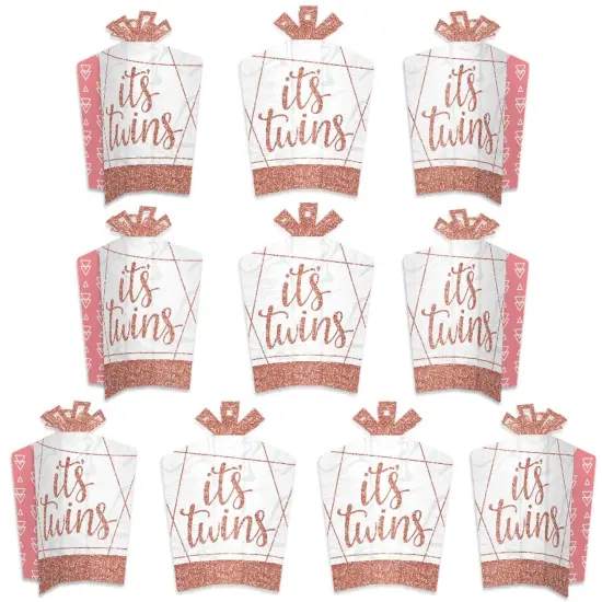 Big Dot of Happiness It's Twin Girls - Table Decorations - Pink and Rose Gold Twins Baby Shower Fold and Flare Centerpieces - 10 Count {1}