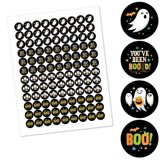 Big Dot of Happiness You've Been Booed - Ghost Halloween Party Round Candy Sticker Favors - Labels Fits Chocolate Candy (1 sheet of 108) {3}