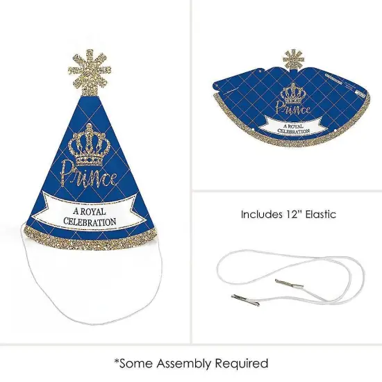 Big Dot of Happiness Royal Prince Charming - Mini Cone Baby Shower or Birthday Party Hats - Small Little Party Hats - Set of 8 {4}