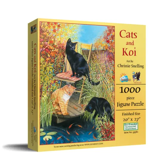 Sunsout Cats and Koi 1000 pc Jigsaw Puzzle 59582 {3}