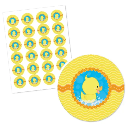 Big Dot of Happiness Ducky Duck - Party Circle Sticker Labels - 24 Count {3}