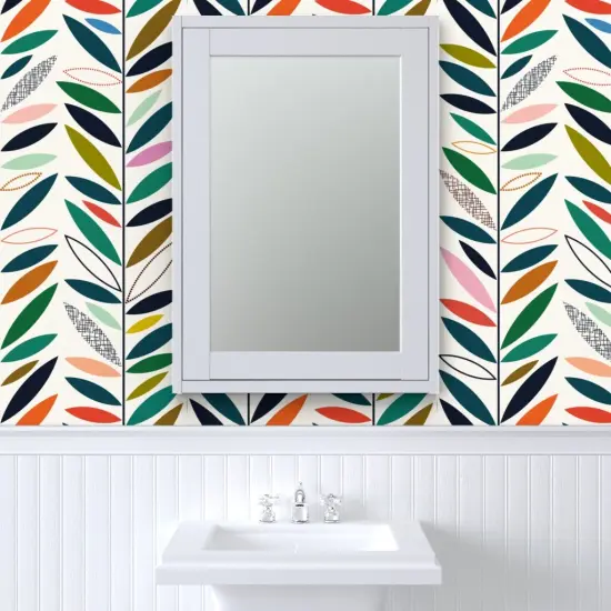 Peel & Stick Wallpaper 2FT Wide Climbing Vines Palm Springs Greenery Mid Century Custom Removable Wallpaper by Spoonflower {6}