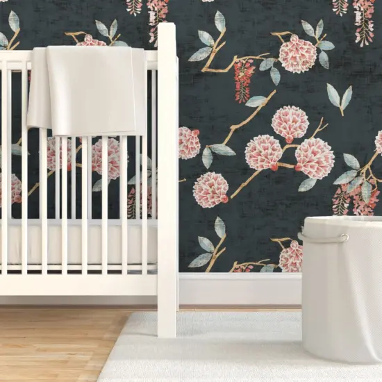 Pre-Pasted Wallpaper 2FT Wide Floral Garden Flower Leaf Bloom Nature Cottagecore Botanical Spring Summer Custom Pre-pasted Wallpaper by Spoonflower {7}