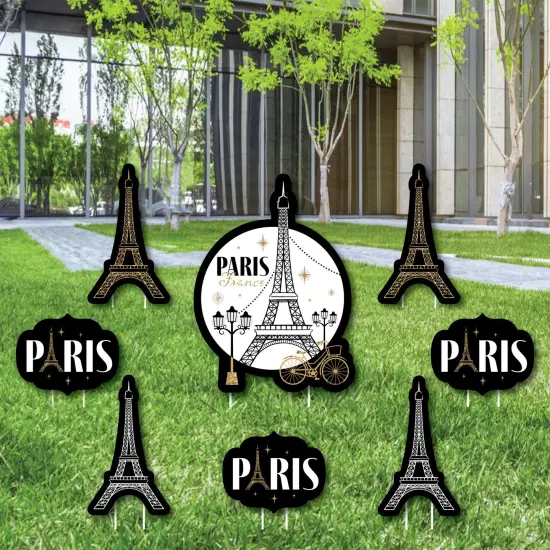 Big Dot of Happiness Stars Over Paris - Yard Sign and Outdoor Lawn Decorations - Parisian Themed Party Yard Signs - Set of 8 {1}