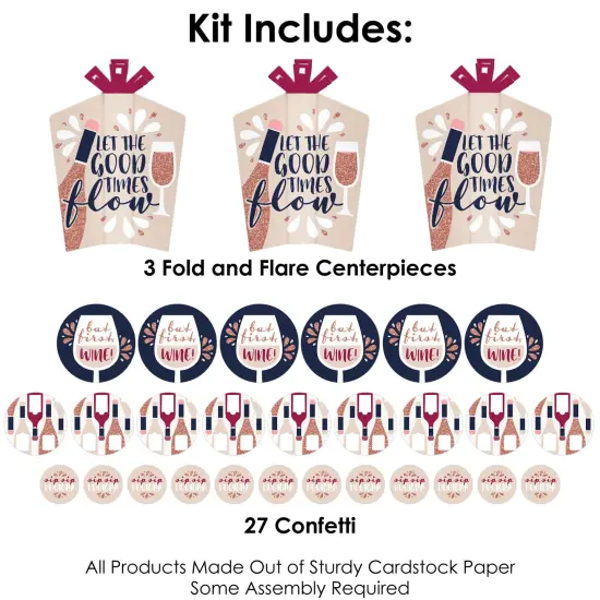 Big Dot of Happiness But First, Wine - Wine Tasting Party Decor and Confetti - Terrific Table Centerpiece Kit - Set of 30 {4}